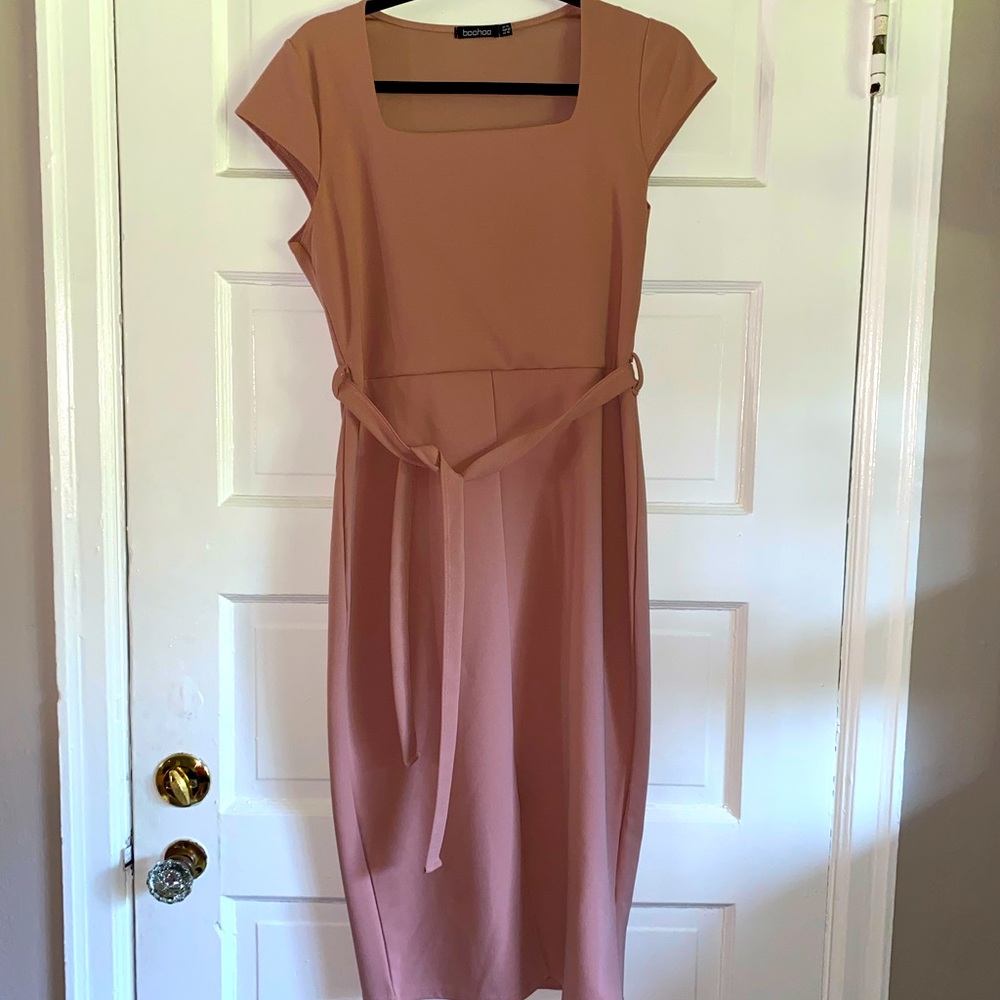 Square Neck Midi Bodycon Dress